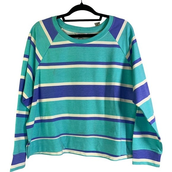 WILDFOX Striped Boxy Pullover Crewneck Long Sleeve Lounge Sweatshirt Top - Picture 1 of 15
